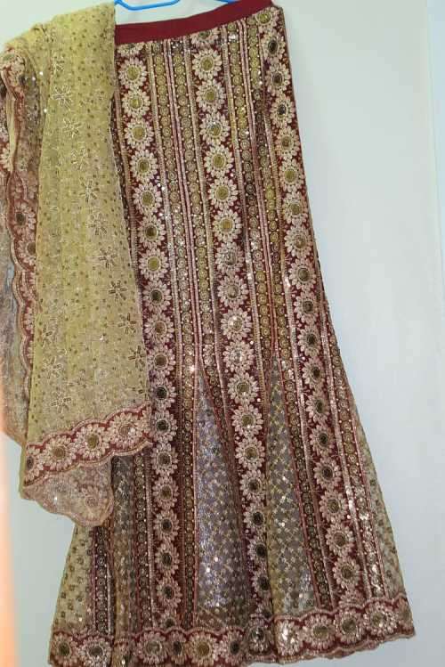 maroon Indian Lehnga size 8-12(Bust 32-34)*free shipping