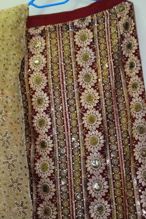 maroon Indian Lehnga size 8-12(Bust 32-34)*free shipping