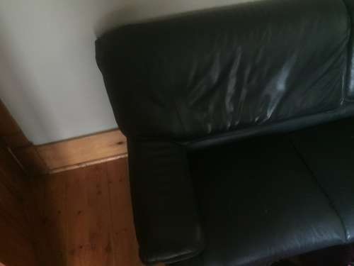 Black leather 3-seater couch