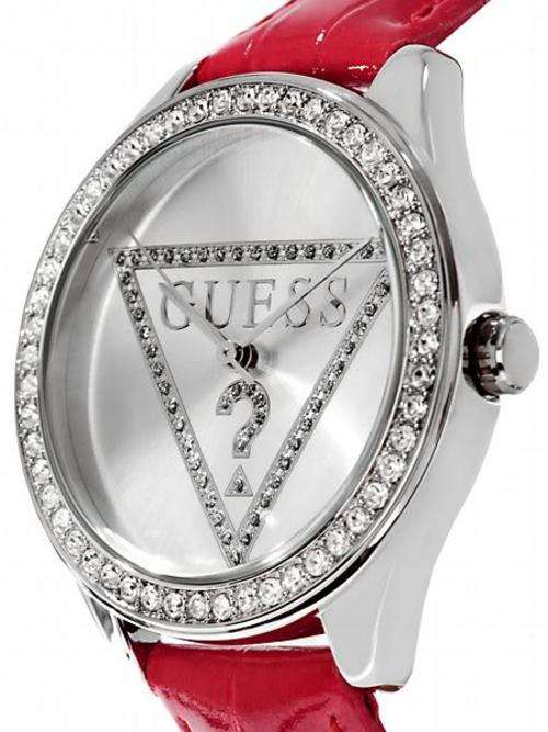 New GUESS Croc Red Leather Strap Watch U65006L3 crystal- New With tags