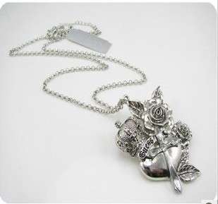 GUESS!!! New Guess Rose Crown Cross Charm Chain Silver Necklace-New with Tags