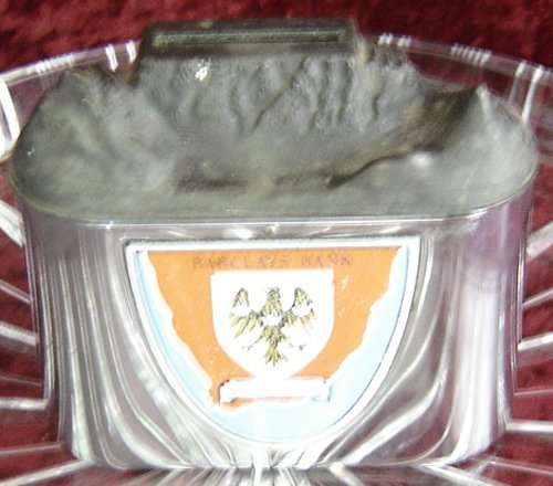 BARCLAYS BANK CHROME MONEY BOX / PIGGY BANK WITH TABLE MOUNTAIL TOP