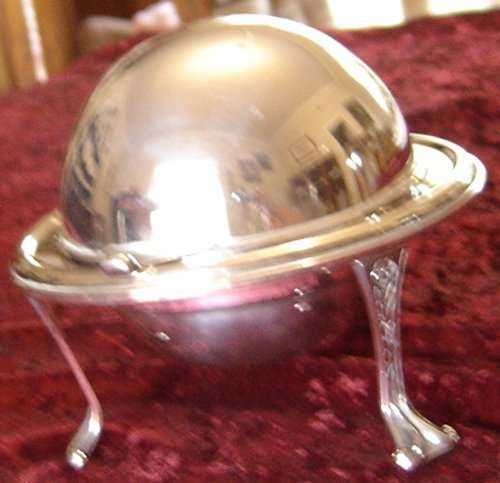 DOME SHAPE BUTTER DISH IN PERFECT WORKING ORDER - ANGORA  - EPNS