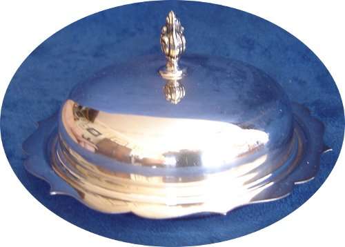 SILVER PLATED  BUTTER DISH & LINER