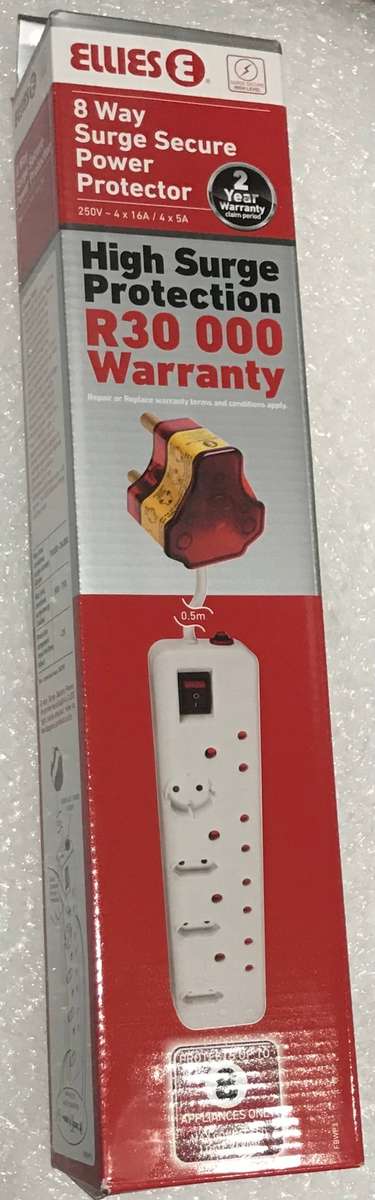 ELLIES 8 WAY SURGE SECURE POWER PROTECTOR -NEW IN THE BOX