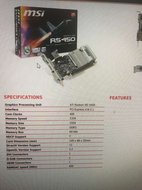 MSI ATI RADEON HD R5450 1GB GRAPHICS CARD IN GOOD WORKING CONDITION