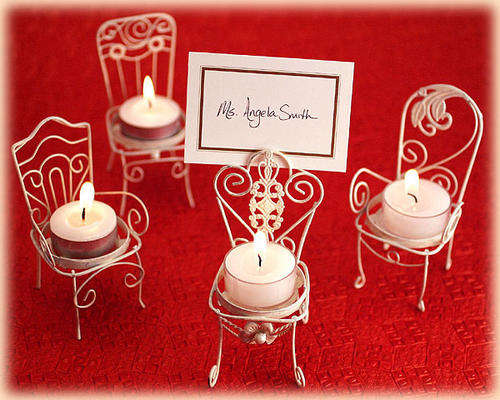 Set of 4 "Be Seated" Victorian Chair Tealight Place Card Holder
