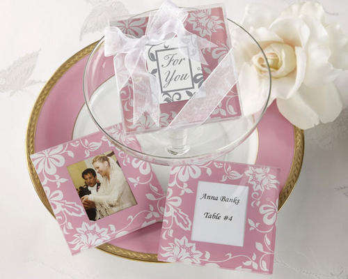 Picture Perfect Pink Glass Photo Coasters