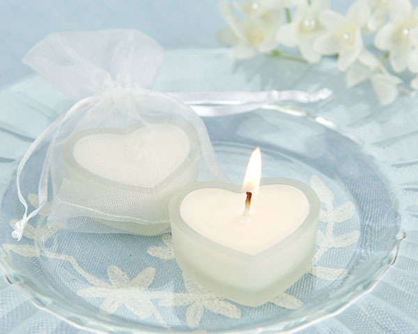 'HeartLights' Frosted Glass Heart Candles (Set of 4)