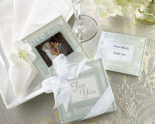 "Good Wishes" Pearlized Photo Coasters