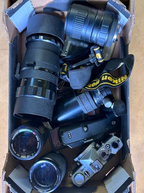 Vintage film camera lenses parts and accessories as is bargain box 26