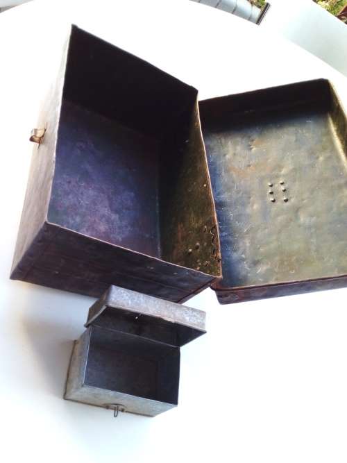 Stunning Vintage metal Trinket box and Document `trommel`