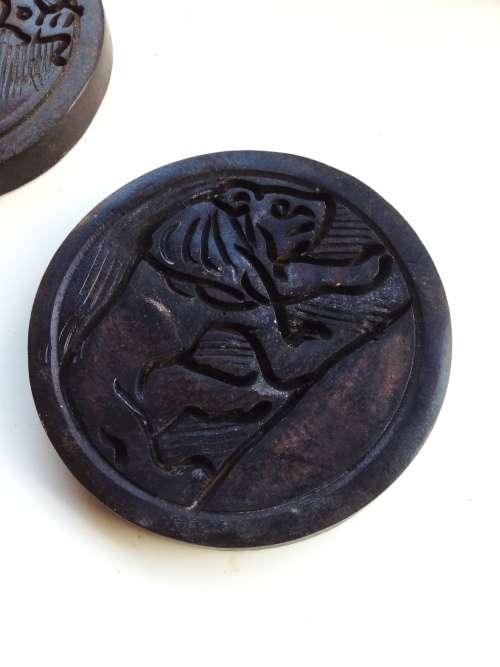 Coasters and Coaster holder from Africa, hand made. Hard wood.