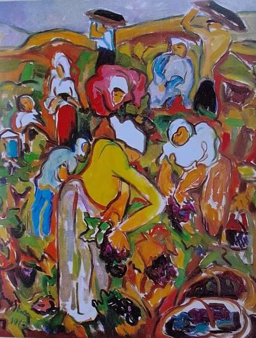 Stunning Irma Stern - gallery print on canvas - 4/5 -grape harvest (Please read description)