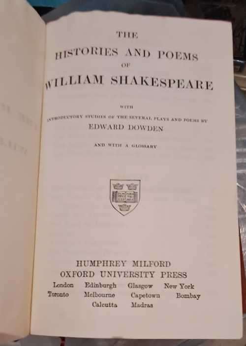 Shake Speare` comedies, poems and tragedies.