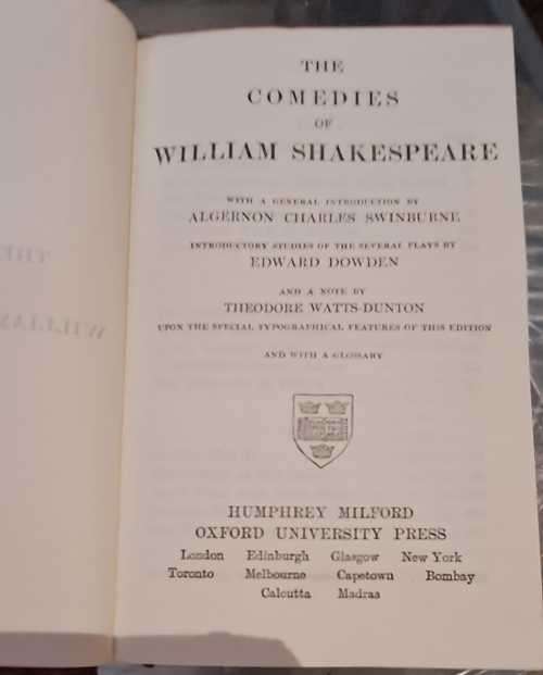 Shake Speare` comedies, poems and tragedies.