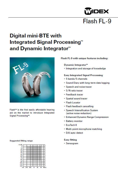 Widex Flash FL-9 Behind the Ear Hearing Aid - As New