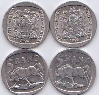 4 x MANDELA COINS -TOP GRADE - 2 x 2000 SMILEYS + 2 x 1994 INNAUGURATION - PLEASE CHECK SCANS