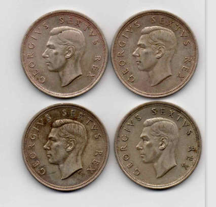 4 x S A U 1952 Crowns - Unused - Top Grade - 0.500 Silver - 1 Lot