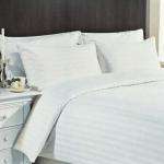 3 Pc PERCALE SATIN STRIPE - DUVET COVER SET - KING SIZE - WHITE