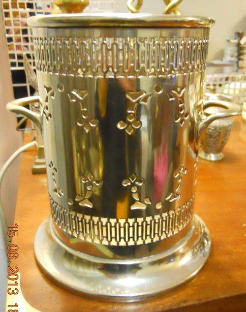 Silver Plated Wine Bottle Holder with cut out Design