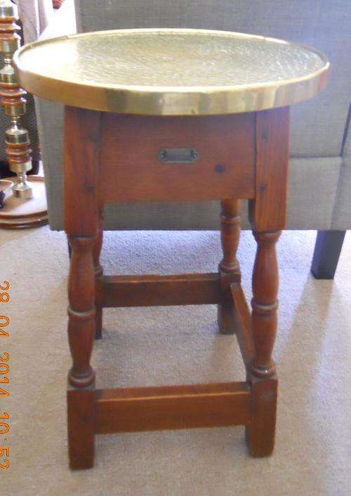 Unusual Brass Top Occasional side Table (Collection Only)