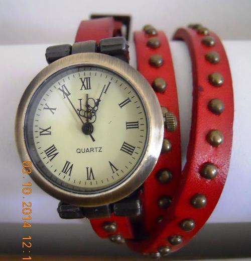 ## Red Leather Wrap Around Watch ##