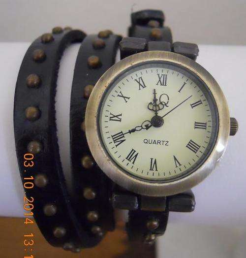 Black Leather Wrap Around Watch