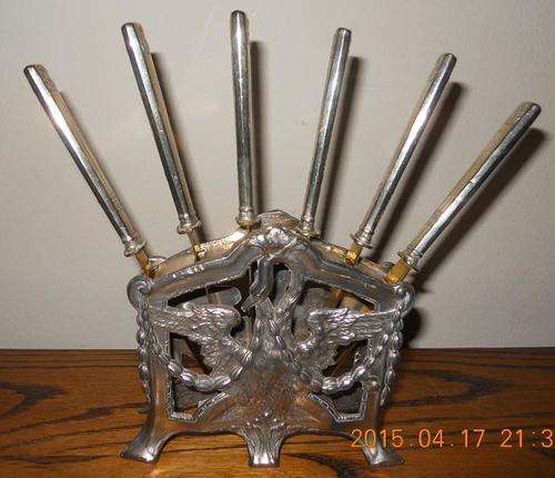Silver Plated Fruit Knife Set in Stand