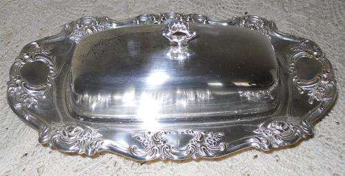 Silver Plated Butter Dish with Glass inlay