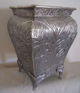 Plated Ornate Repousse Vase / Planter