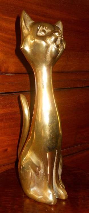 Tall Brass Cat 32cm