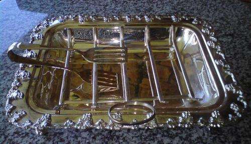 Beautiful Silver Plated Asparagus Dish with Tongs