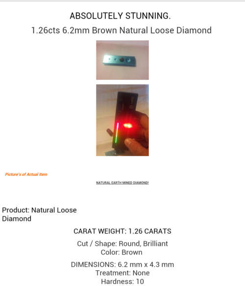Beautiful 1.26 carat natural brown diamond