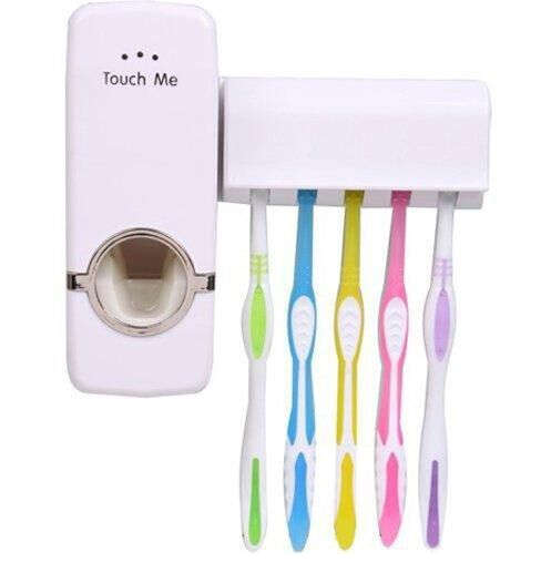 Toothpaste Dispenser with Toothbrush Holder