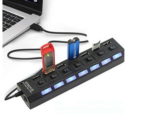 7 Ports USB 2.0 HUB- High Speed USB HUB- Black