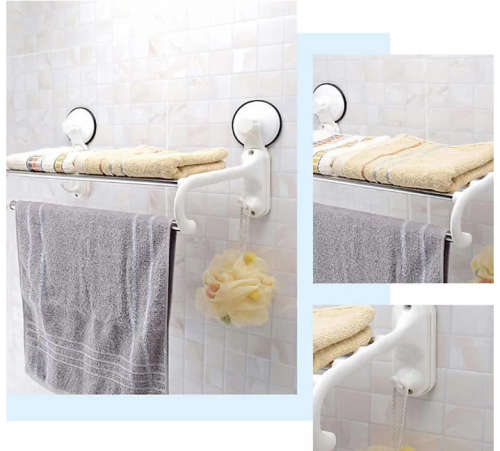 medium size towel stand with 5 crossbar , 2 hook hanger rack with magic suction cup