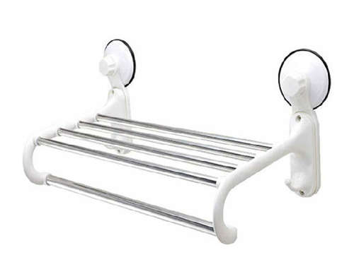 medium size towel stand with 5 crossbar , 2 hook hanger rack with magic suction cup