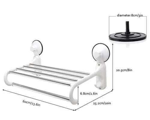 medium size towel stand with 5 crossbar , 2 hook hanger rack with magic suction cup