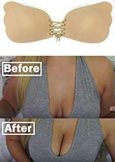 Women's Strapless Bra Self Adhesive Push up with Drawstring