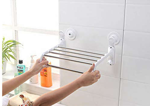 medium size towel stand with 5 crossbar , 2 hook hanger rack with magic suction cup