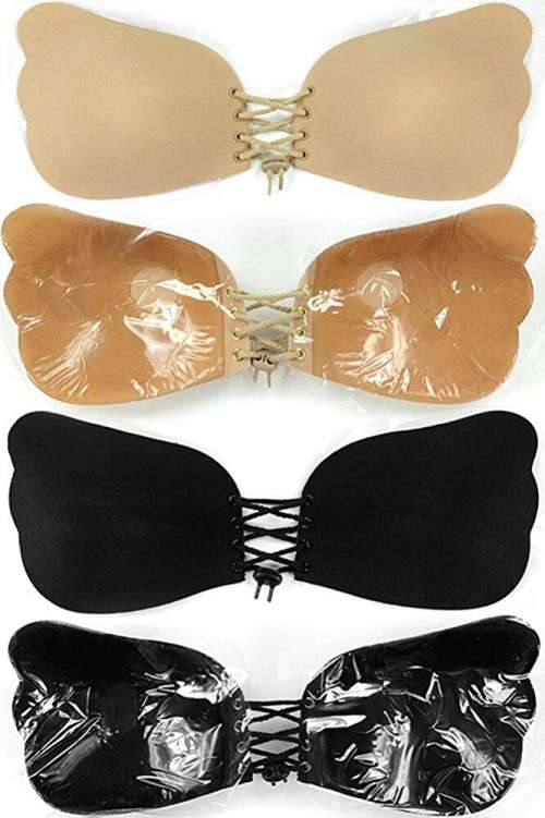 Women's Strapless Bra Self Adhesive Push up with Drawstring