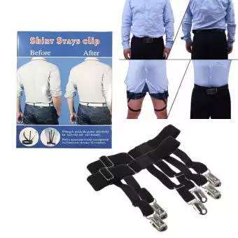 Men elastic Belt Shirt stay holder clip