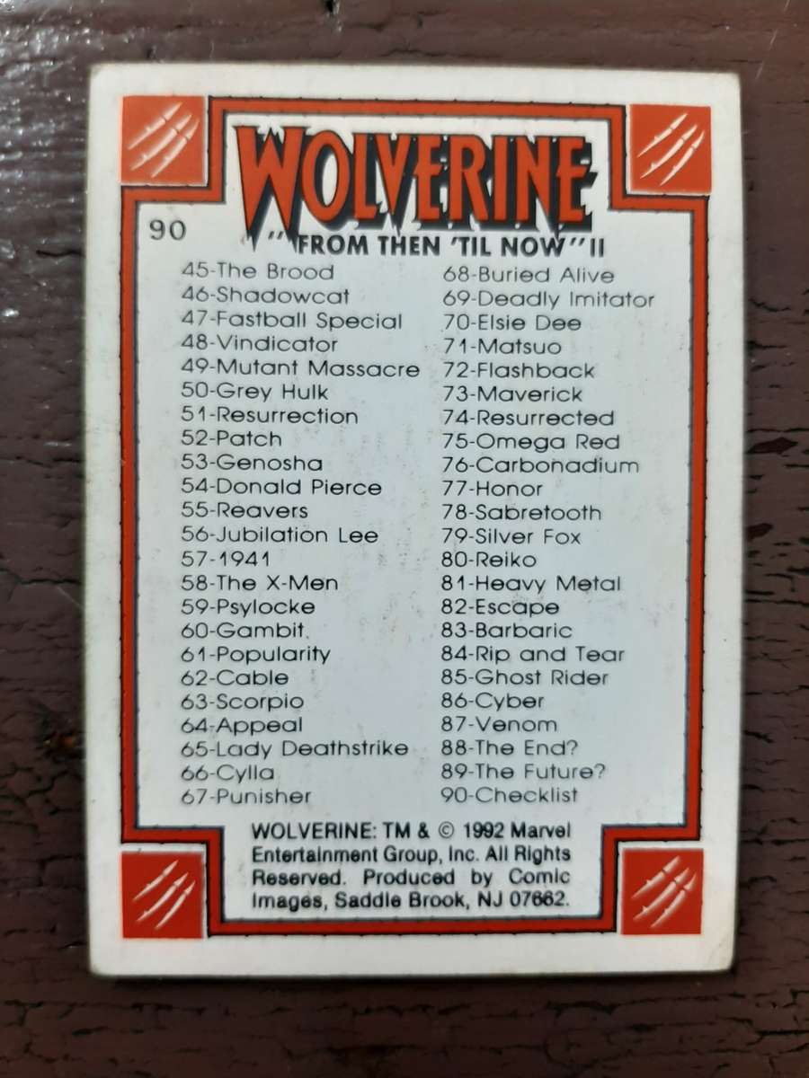 Wolverine `From then `til now` #90, Checklist