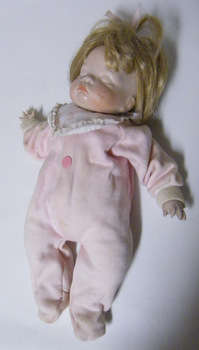 Hand Made Porcelain and Material Baby Doll - 31cm long - Adorable!