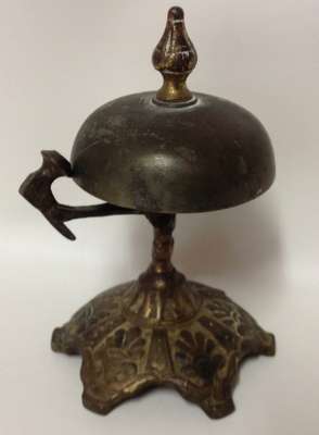 Delightful Vintage spring-loaded Reception Bell - Working Perfectly - Stands 11.5cm tall.