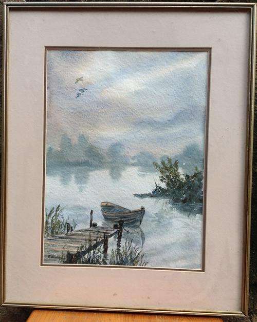 Large (64x52cm)Water Colour Painting, Signed, Framed - Tranquil and Serene!