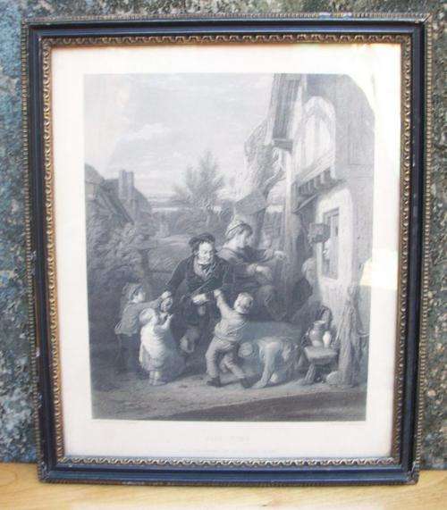 Fair Time Vintage Print in Ornate Frame 33x27cm- Lovely!