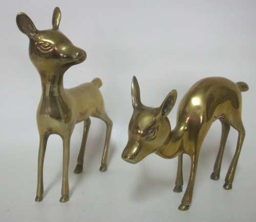 2 Cute Brass Buck of Incredible Beauty - 18.5cm tall