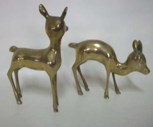 2 Cute Brass Buck of Incredible Beauty - 18.5cm tall